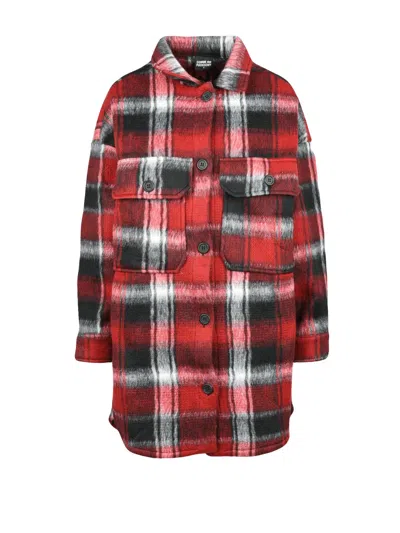 Comme Des Fuckdown Black/red Polyester Acetate Wool Shirt