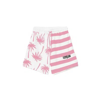 Comme Des Fuckdown Chic Pink Striped Drawstring Shorts