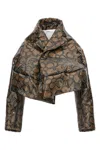 Comme Des Garãons Floral Pattern Cropped Jacket In Green