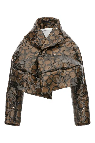 Comme Des Garãons Comme Des Garã‡ons Floral Pvc Cropped Jacket In Green