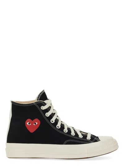Comme Des Garãons Play High Top Sneakers In Black