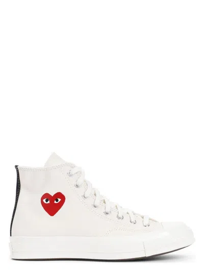 Comme Des Garãons Play High Top Sneakers In White