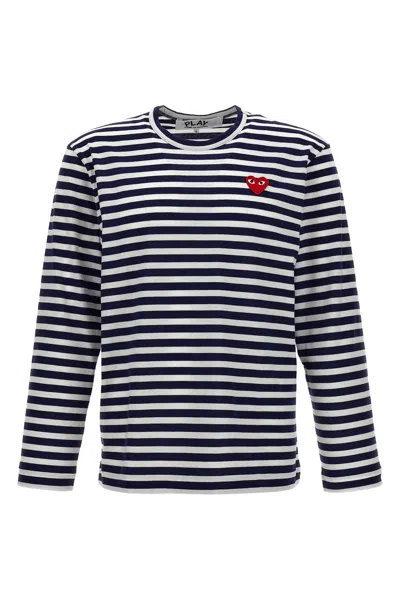 Comme Des Garãons Play Comme Des Garã‡ons Play Logo Patch Stripes T-shirt