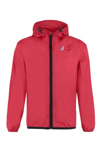 Comme Des Garãons Play Men's Comme Des Garã§ons Play X K-way - Hooded Windbreaker In Red