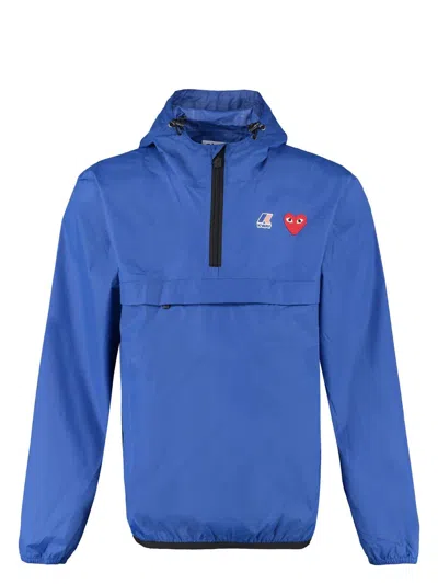 Comme Des Garãons Play Men's Half Zip Leon Jacket In Blue