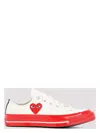 Comme Des Garçons Men's Heart Print Sneakers In White