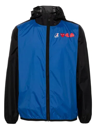 Comme Des Garãons Play Men's Packable Two Tone Jacket In Blueblack