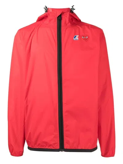 Comme Des Garãons Play Men's K-way Jacket In Red