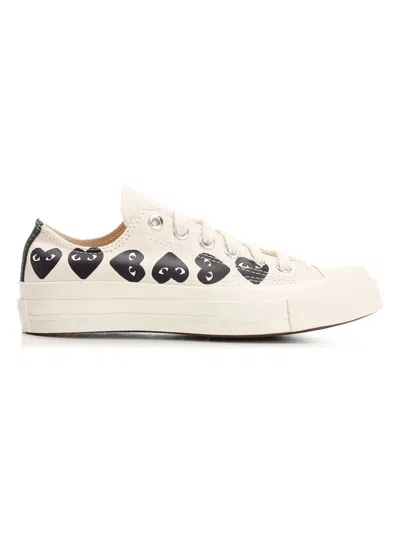 Comme Des Garçons Men's X Converse Chuck 70 Multi Heart Canvas Sneakers In White