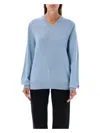 Comme Des Garçons Men's Red Heart Mini Patch V-neck In Light Blue