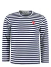 Comme Des Garçons Men's Striped Long Sleeved T Shirt In Blue