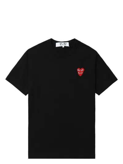 Comme Des Garçons Men's Tshirt Double Red Emblem In Black