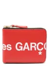 Comme Des Garçons Wallet Logo Printed Zip-around Bi-fold Wallet In Red