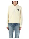 Comme Des Garçons Women's Black Heart Zipped Hoodie In Ivory