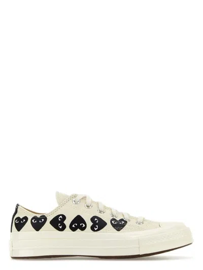Comme Des Garãons Play Women's Ivory Canvas Comme Des Garã£â§ons X Converse Sneakers