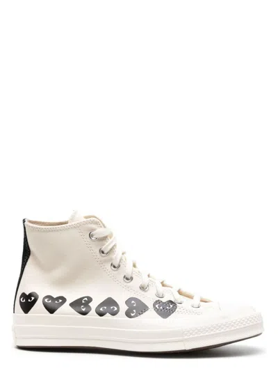 Comme Des Garãons Play Women's Ivory Canvas Comme Des Garã£â§ons X Converse Sneakers