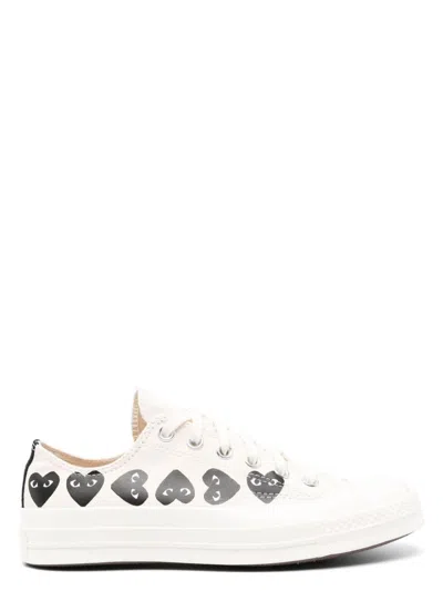 Comme Des Garãons Play Women's Ivory Canvas Comme Des Garã£â§ons X Converse Sneakers