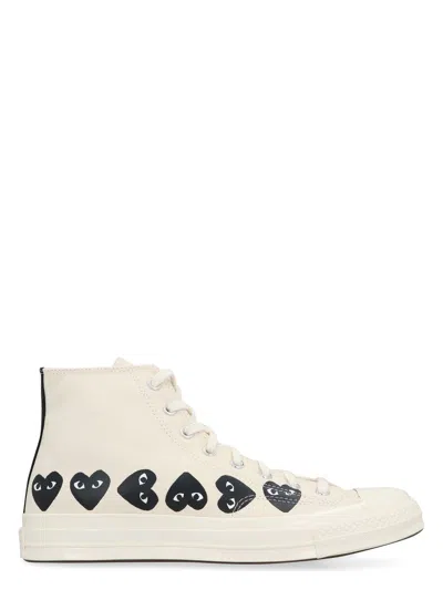 Comme Des Garãons Play Women's Ivory Canvas Comme Des Garã£â§ons X Converse Sneakers