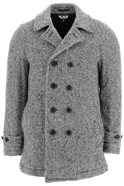 Comme Des Garã§ons Shirt Men's Herringbone Wool Caban In Black