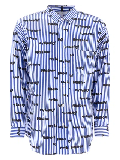 Comme Des Garã§ons Shirt Men's Printed Striped Shirt In Blue