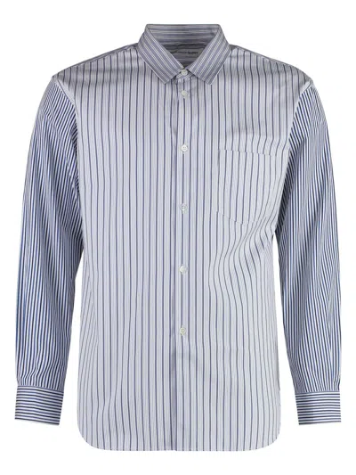 Comme Des Garã§ons Shirt Men's Striped Cotton Shirt In Blue
