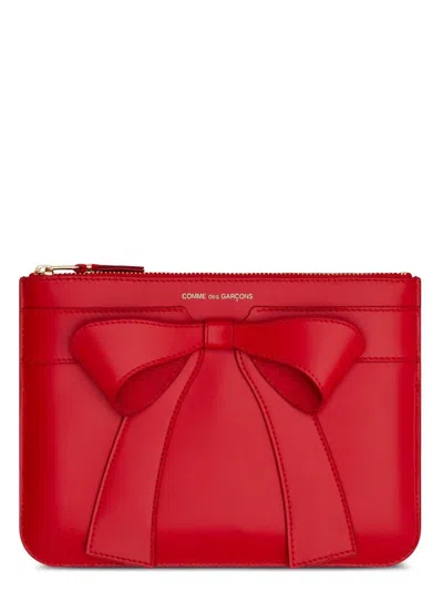 Comme Des Garãons Wallet Big Bow Pouch In Red