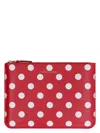 Comme Des Garãons Wallet Logo Detail Flat Leather Pouch In Red