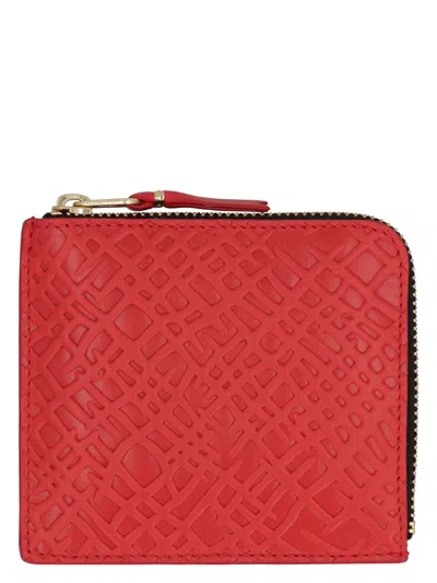 Comme Des Garãons Wallet Men's Leather Zipped Coin Purse In Red