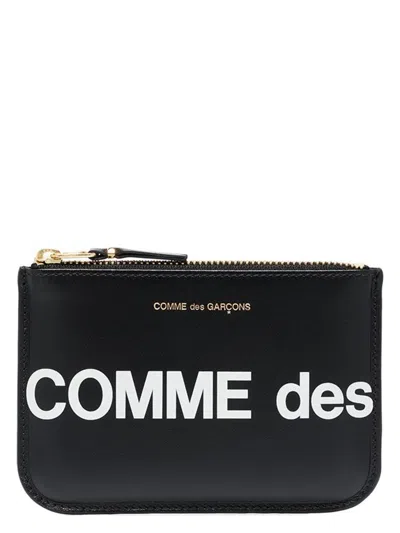 Comme Des Garãons Wallet Men's Logo Detail Leather Pouch In Black