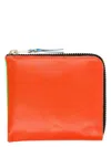 Comme Des Garãons Wallet Men's Super Fluo Small Zip Coin Wallet In Orange Green