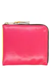 Comme Des Garãons Wallet Men's Super Fluo Small Zip Coin Wallet In Pink Yellow