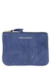 Comme Des Garãons Wallet Men's Washed Zip Pouch In Navy