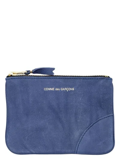 Comme Des Garãons Wallet Men's Washed Zip Pouch In Navy