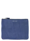Comme Des Garãons Wallet Men's Washed Zip Pouch In Navy