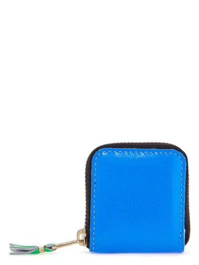 Comme Des Garãons Wallet Super Fluo Bright Goat Leather Wallet In Blue