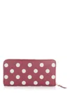 Comme Des Garãons Wallet Women's Dots Printed Leather Line Zip Around In Red