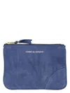 Comme Des Garãons Wallet Women's Leather Logo Zip Up Wallet In Blue