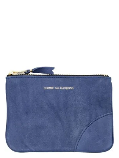 Comme Des Garãons Wallet Women's Leather Logo Zip Up Wallet In Blue