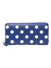 Comme Des Garãons Wallet Women's Navy Polka Dot Raffia Purse In Blue