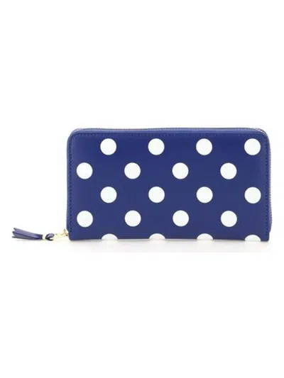 Comme Des Garãons Wallet Women's Polka Dot Leather Wallet In Blue