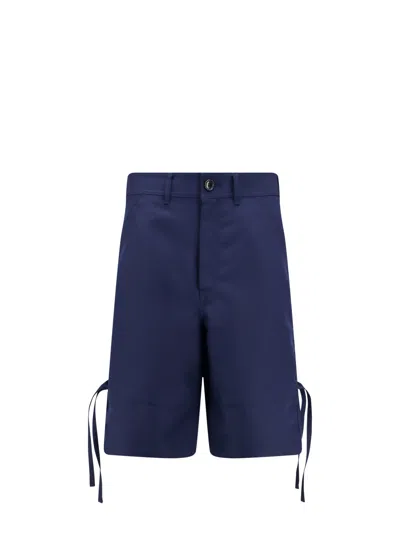 Comme Des Garçon Shirt Bermuda Shorts With Drawstring Detail On The Bottom In Blue