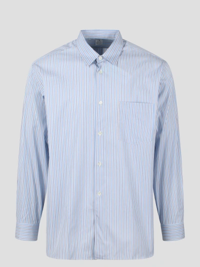 Comme Des Garçon Shirt Striped Long Sleeve Shirt In Blue