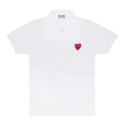 Comme Des Garcon Kids' White Heart Polo