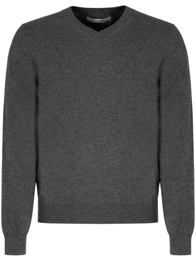 Comme Des Garçons Grey V Neck Sweater In Gray