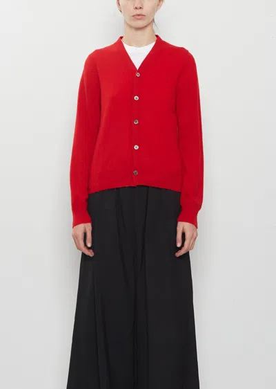 Comme Des Garçons 12 Gauge Cashmere Jersey Cardigan In Red