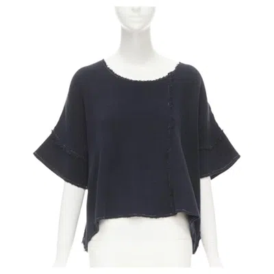 Pre-owned Comme Des Garçons Comme Des Garcons 1980's Vintage White Frayed Seams Patchwork Boxy Sweater Top M