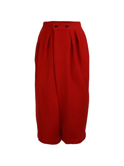 Pre-owned Comme Des Garçons 1988 Pleated Cropped Trousers In Red
