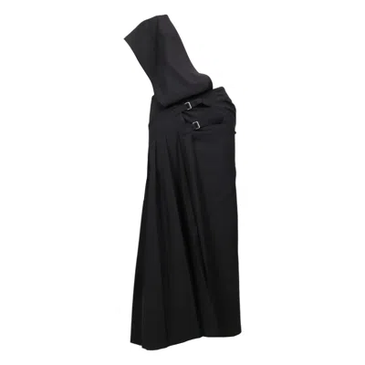 Pre-owned Comme Des Garçons 1989 Comme Des Garcons Deepest Blue Asymmetrical One Shoulder Wrap Dress