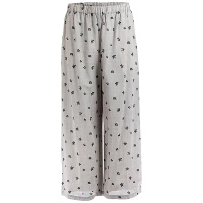 Pre-owned Comme Des Garçons 1990's  Woven Wide Leg Embroidered Pants In Gray