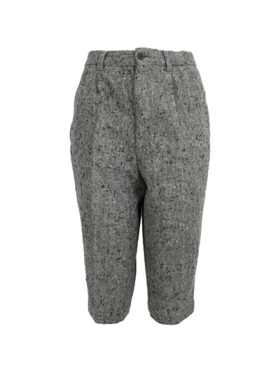 Pre-owned Comme Des Garçons 1990 Fleck Cropped Trousers In Grey